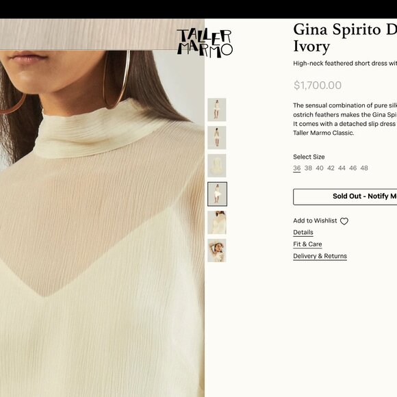 Taller Marmo Gina Spirito Dress in Ivory - Picture 4 of 4